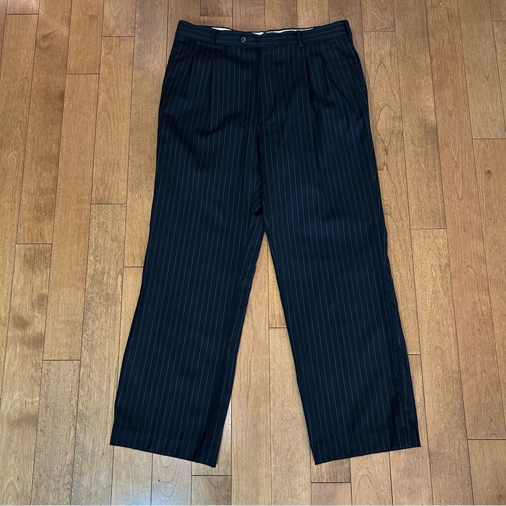 100% Wool W36 Arezzo Black Stripe Dress Pants